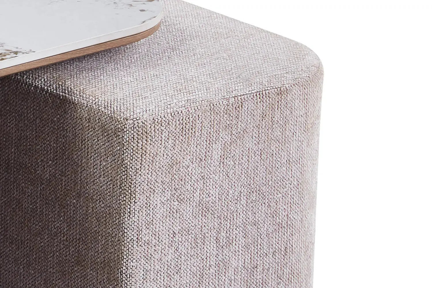 Table Basse en Pierre Brillante avec 4 Poufs CLEA - 80 x 80 cm Rousseau