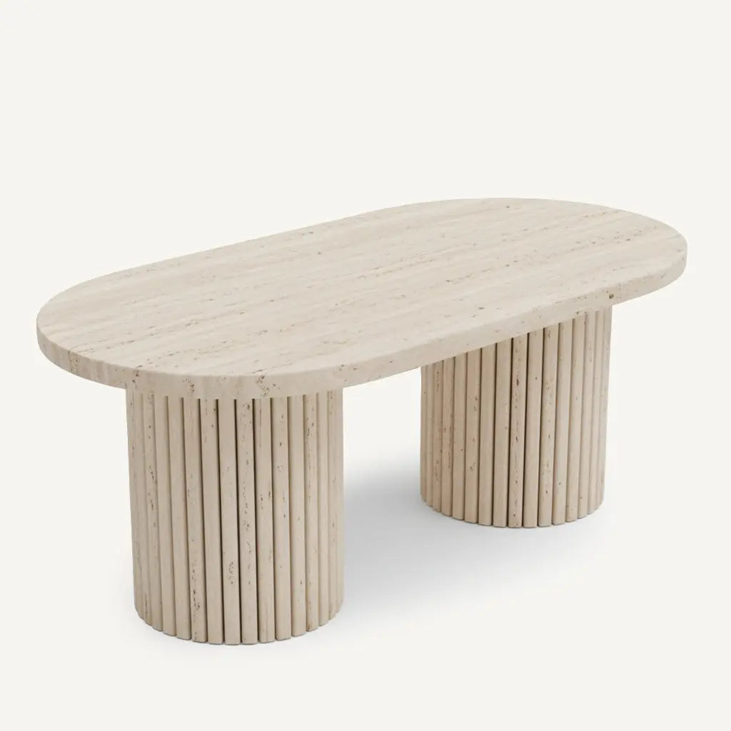 Table Basse en Travertin MARY - De 60 à 100 cm Hawali Home