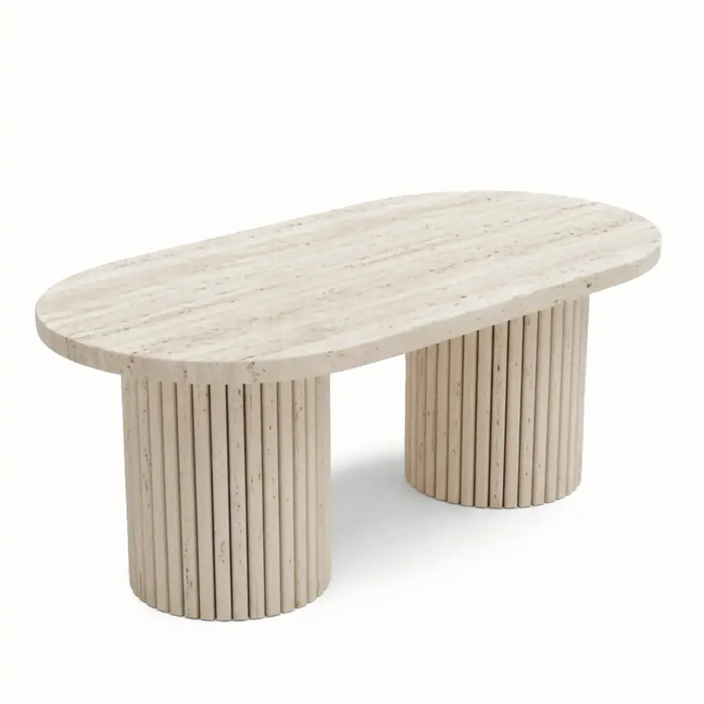 Table Basse en Travertin MARY - De 60 à 100 cm Hawali Home