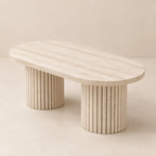 Table basse ovale MARY en pierre de travertin naturelle