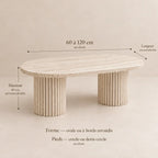 Table basse travertin MARY de 90 à 120 cm, forme ovale