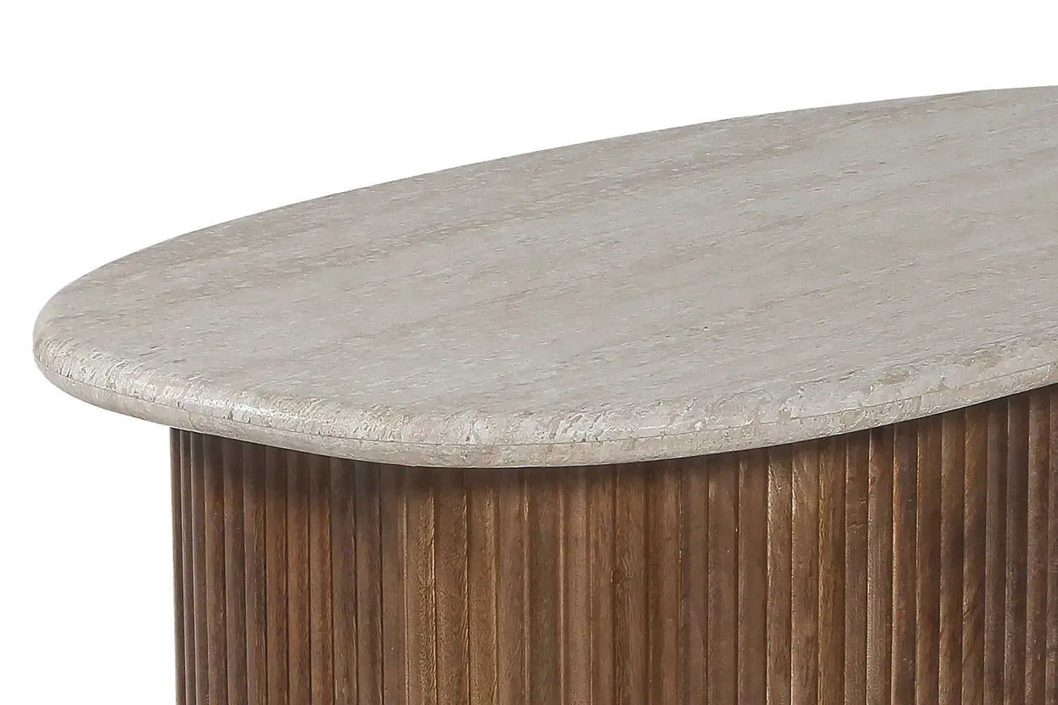 Table Basse en Travertin et Bois Manguier LYRA - 90 cm Rousseau