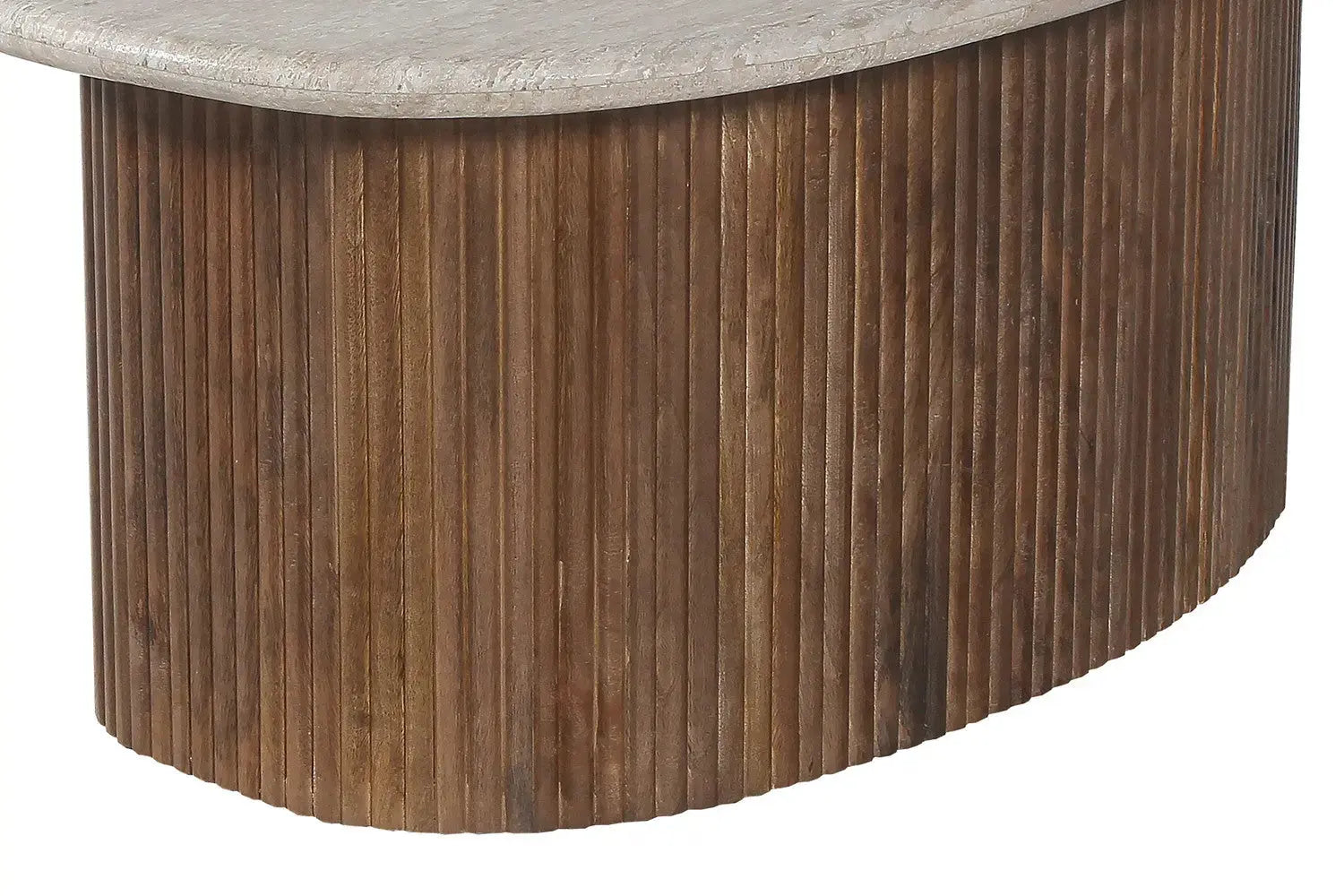 Table Basse en Travertin et Bois Manguier LYRA - 90 cm Rousseau