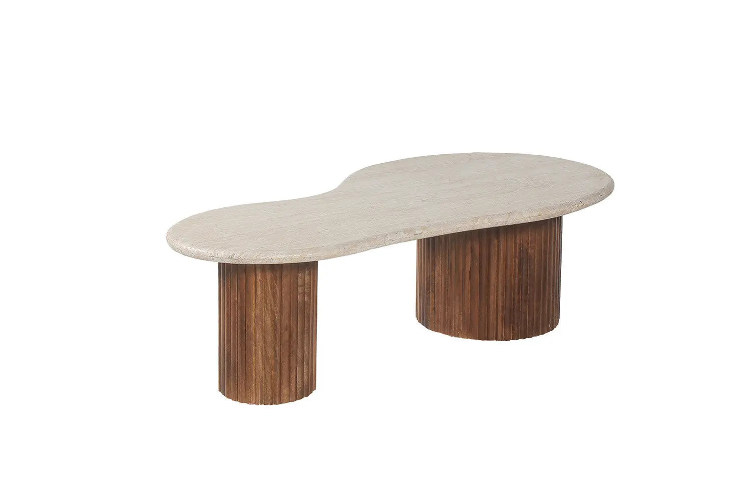 Table Basse en Travertin et Bois de Manguier KALYA - 120 cm Rousseau
