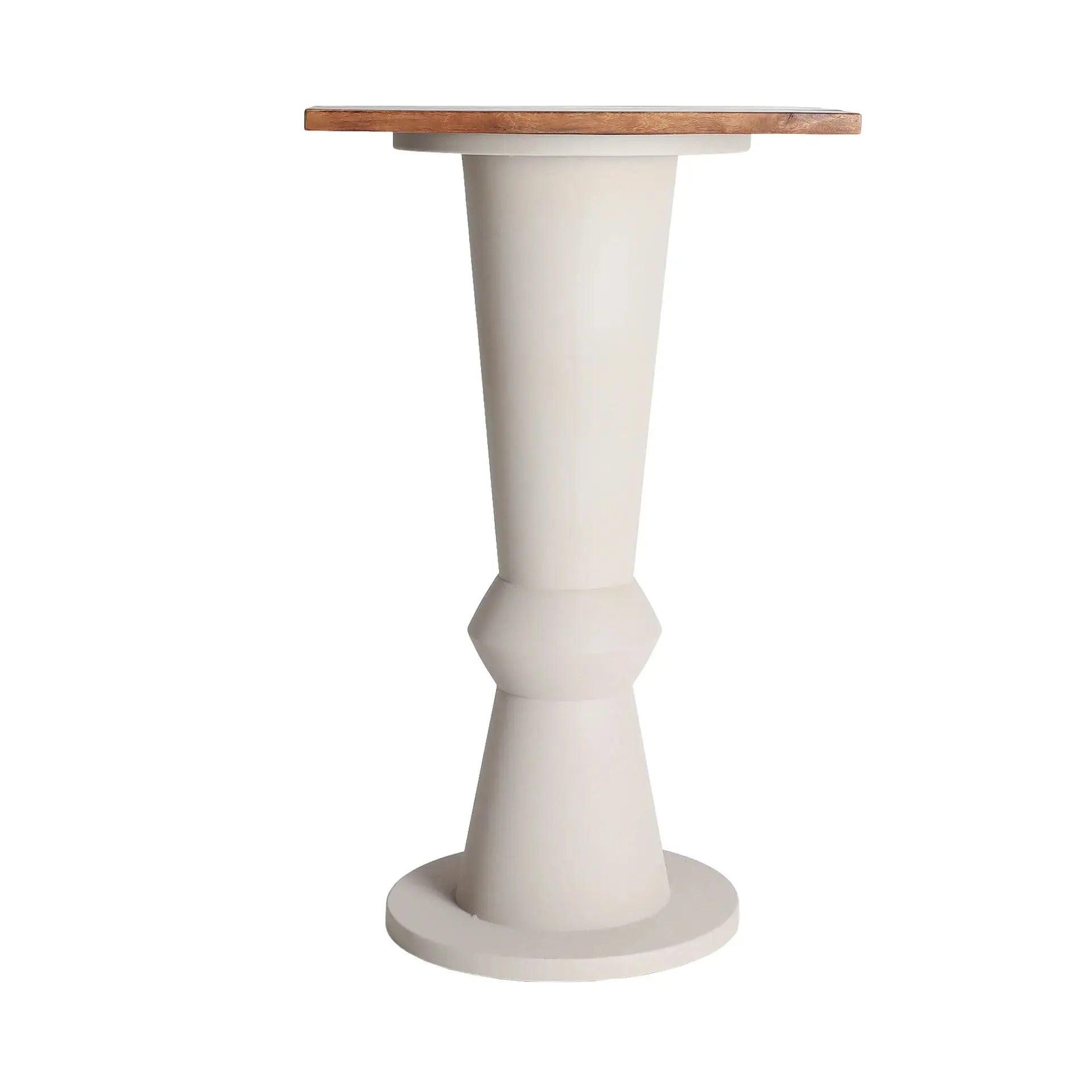 Table De Bar KILHE avec Pied en Fer Beige et Plateau en Bois de Manguier - 65 cm KODU