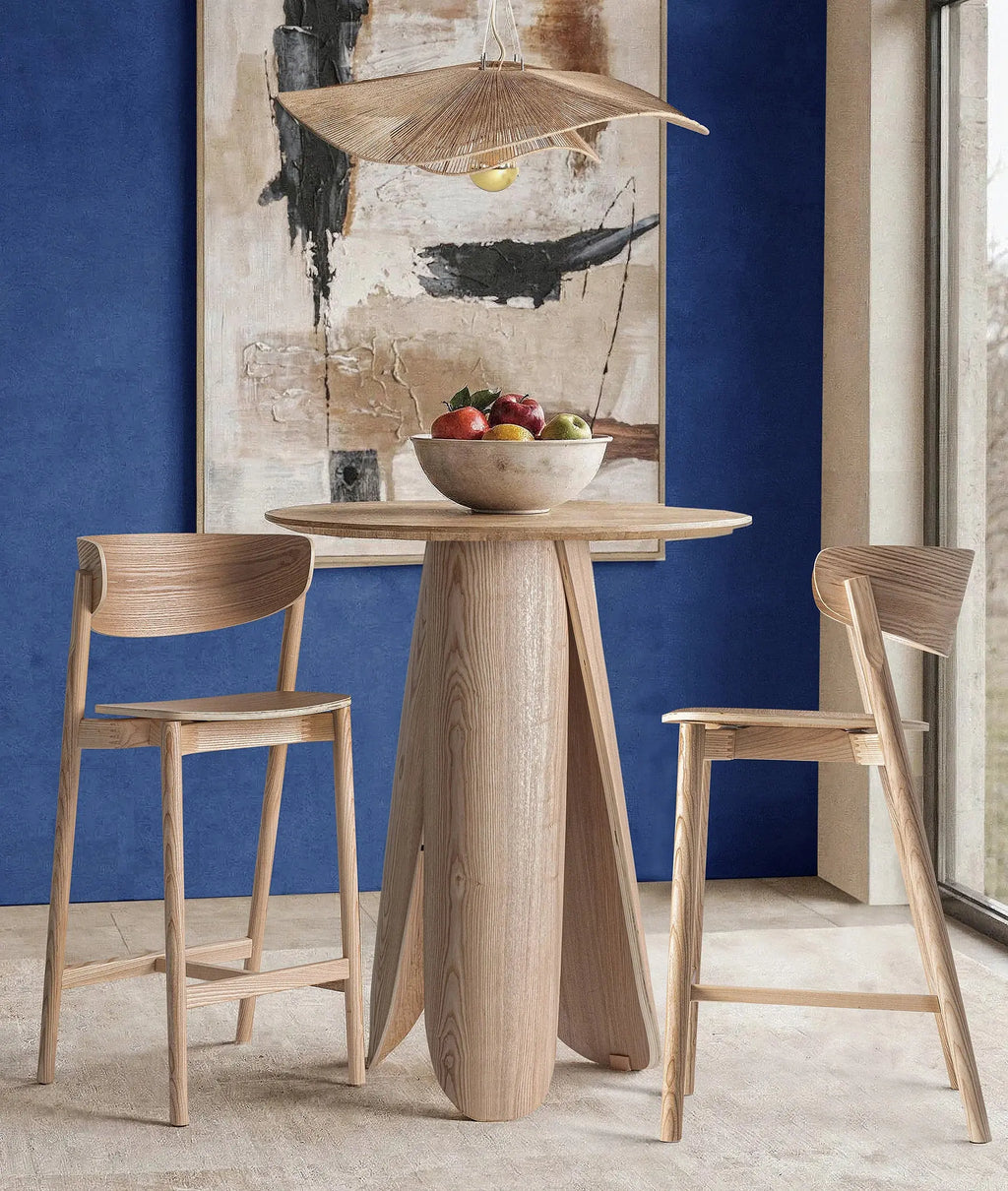 Table De Bar en MDF brun clair et plaquée frêne WIELER - 70 cm KODU