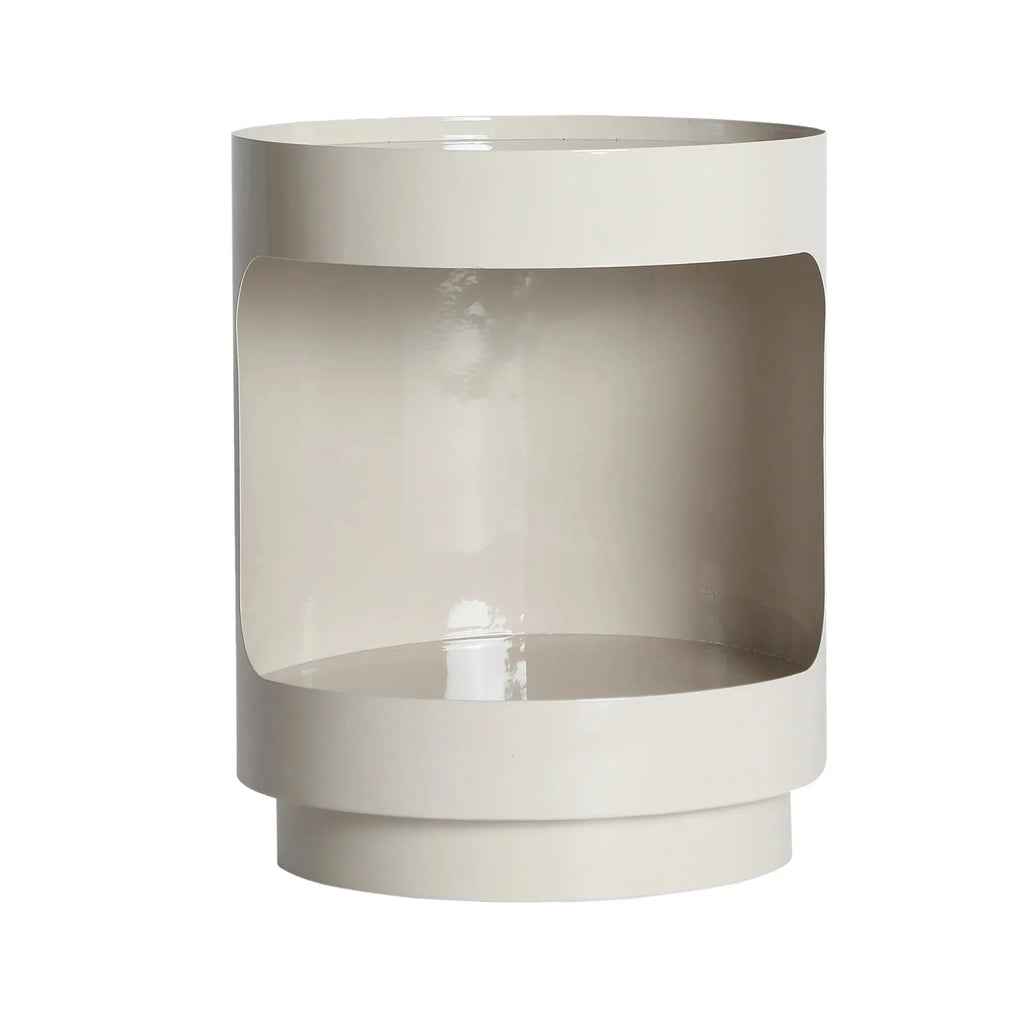 Table De Chevet 100% Fer en Blanc Cassé avec Vernis Brillant MIST - 37 cm KODU