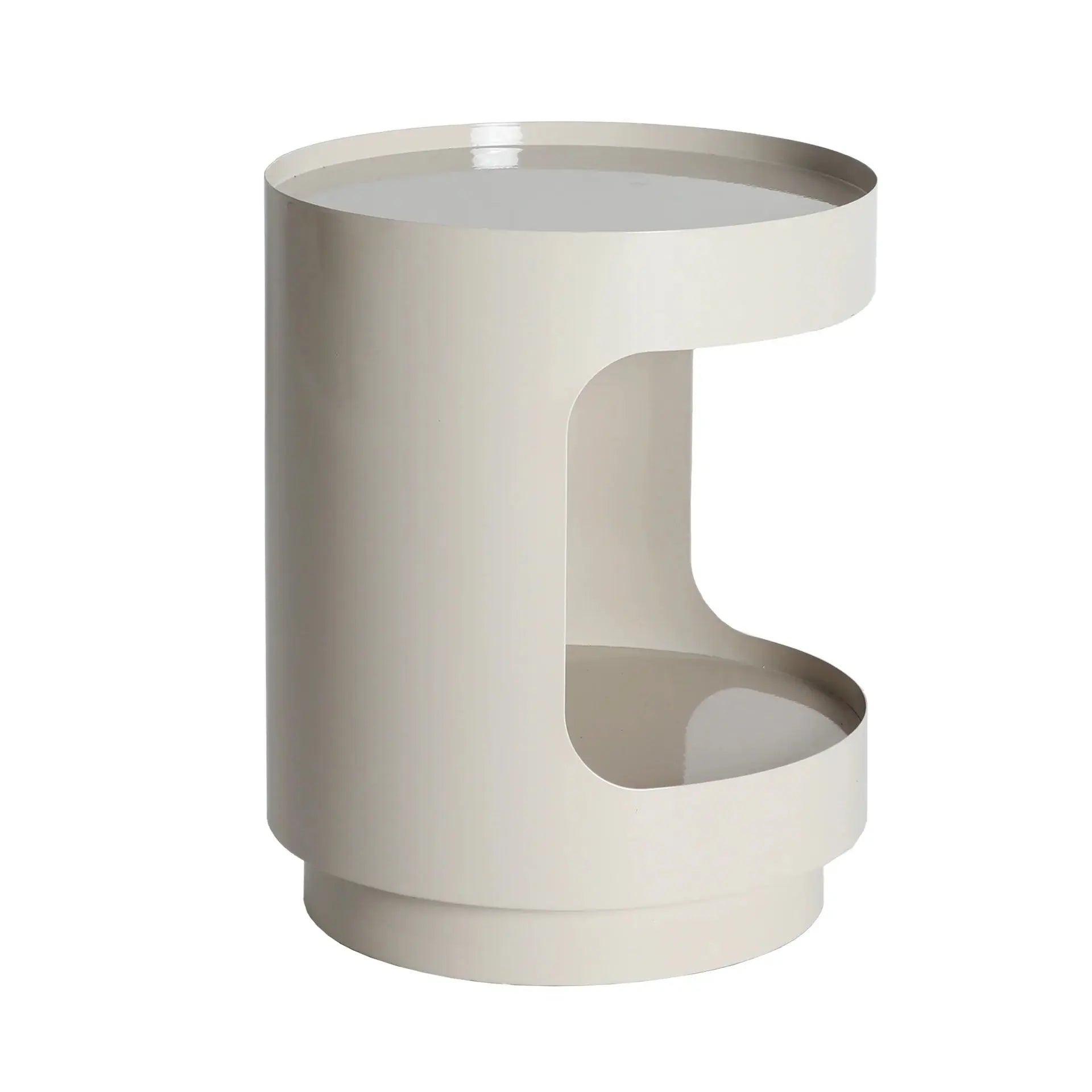 Table De Chevet 100% Fer en Blanc Cassé avec Vernis Brillant MIST - 37 cm KODU