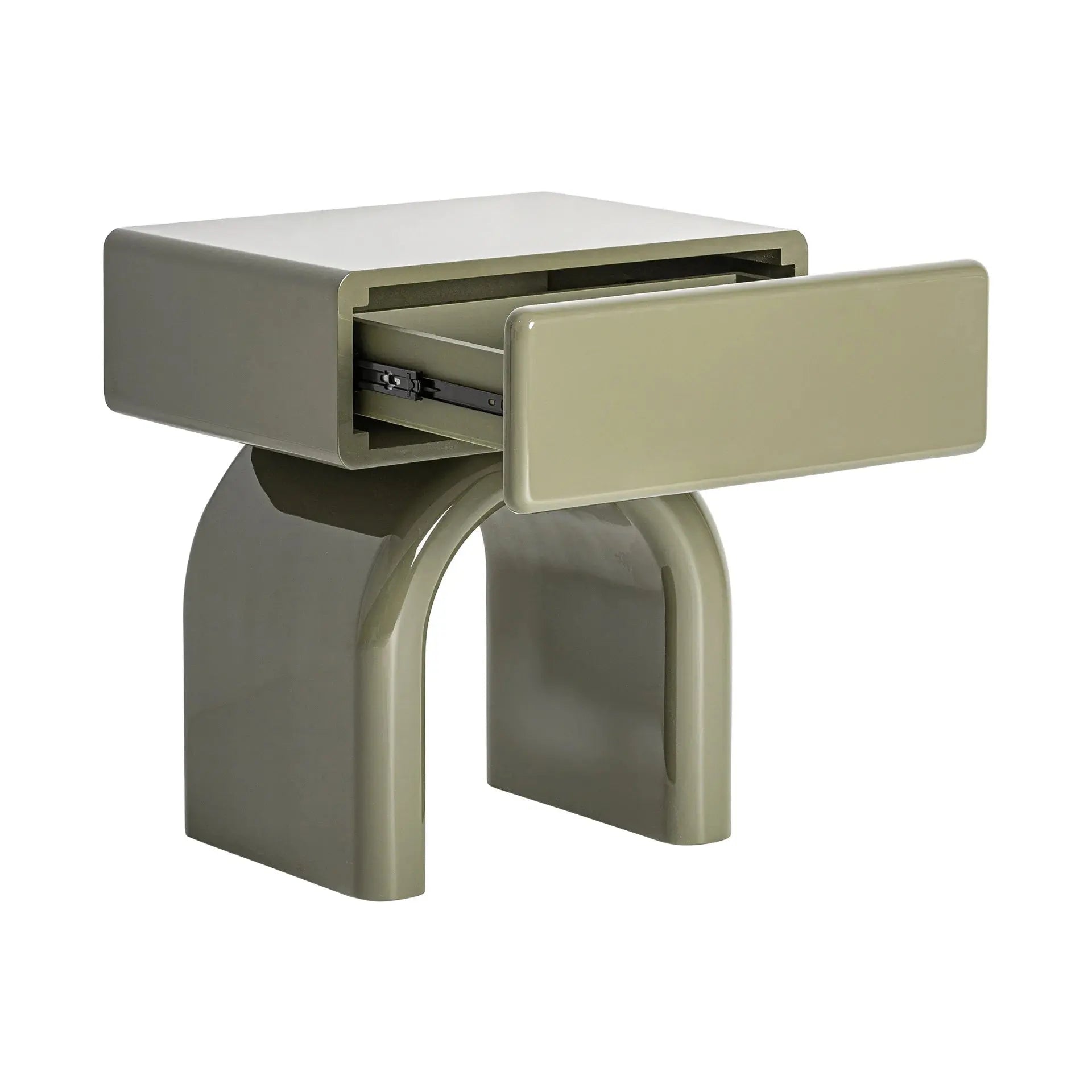 Table De Chevet en Bois MDF Finition Brillante STAGE - 50 x 41 cm KODU