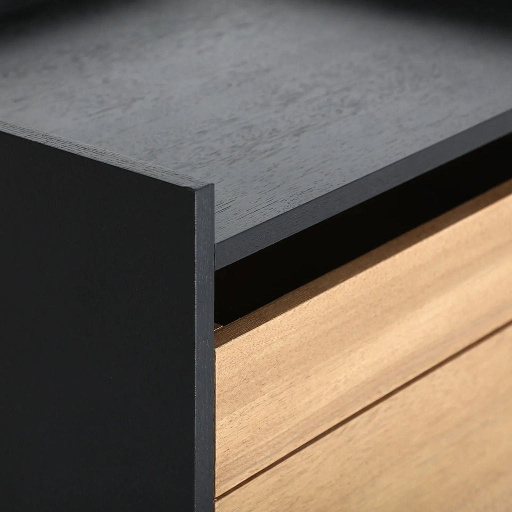 Table De Chevet en Bois MDF Marron et Pieds en Fer Noir BRUSSA - 50 x 40 cm KODU