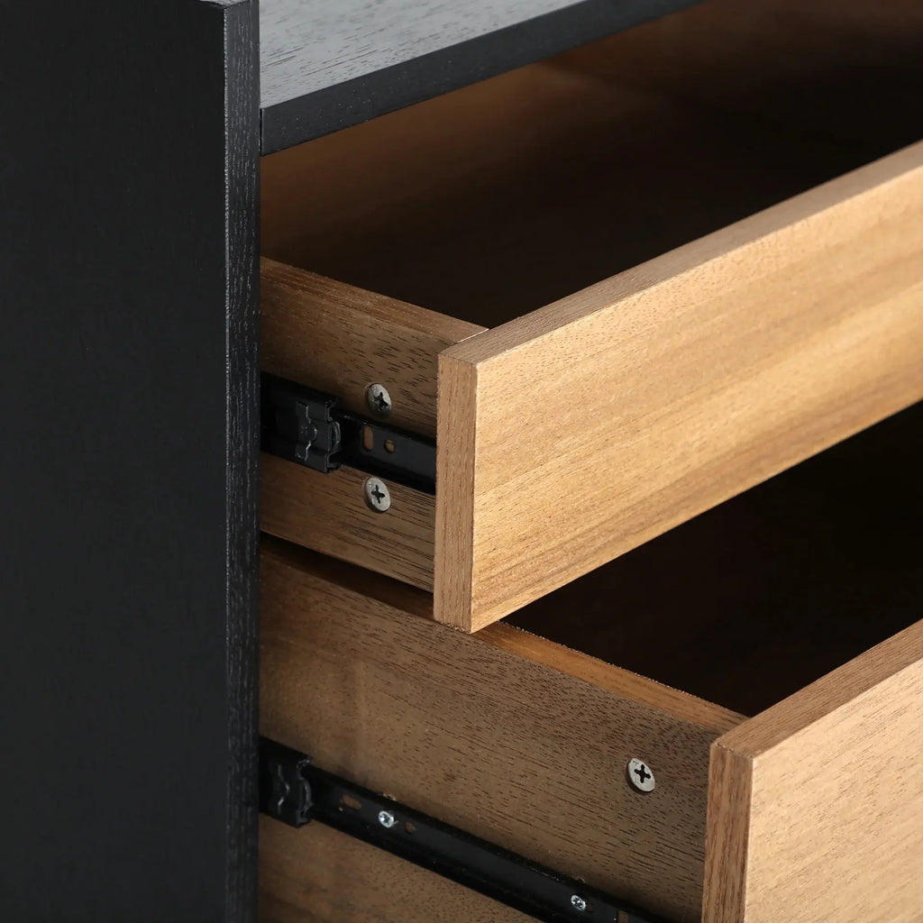 Table De Chevet en Bois MDF Marron et Pieds en Fer Noir BRUSSA - 50 x 40 cm KODU