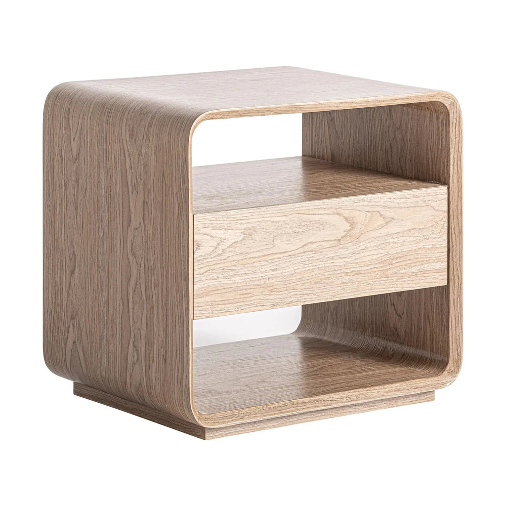 Table De Chevet en Bois MDF et Placage en Bois Marron Clair LIRA - 56 x 40 cm KODU