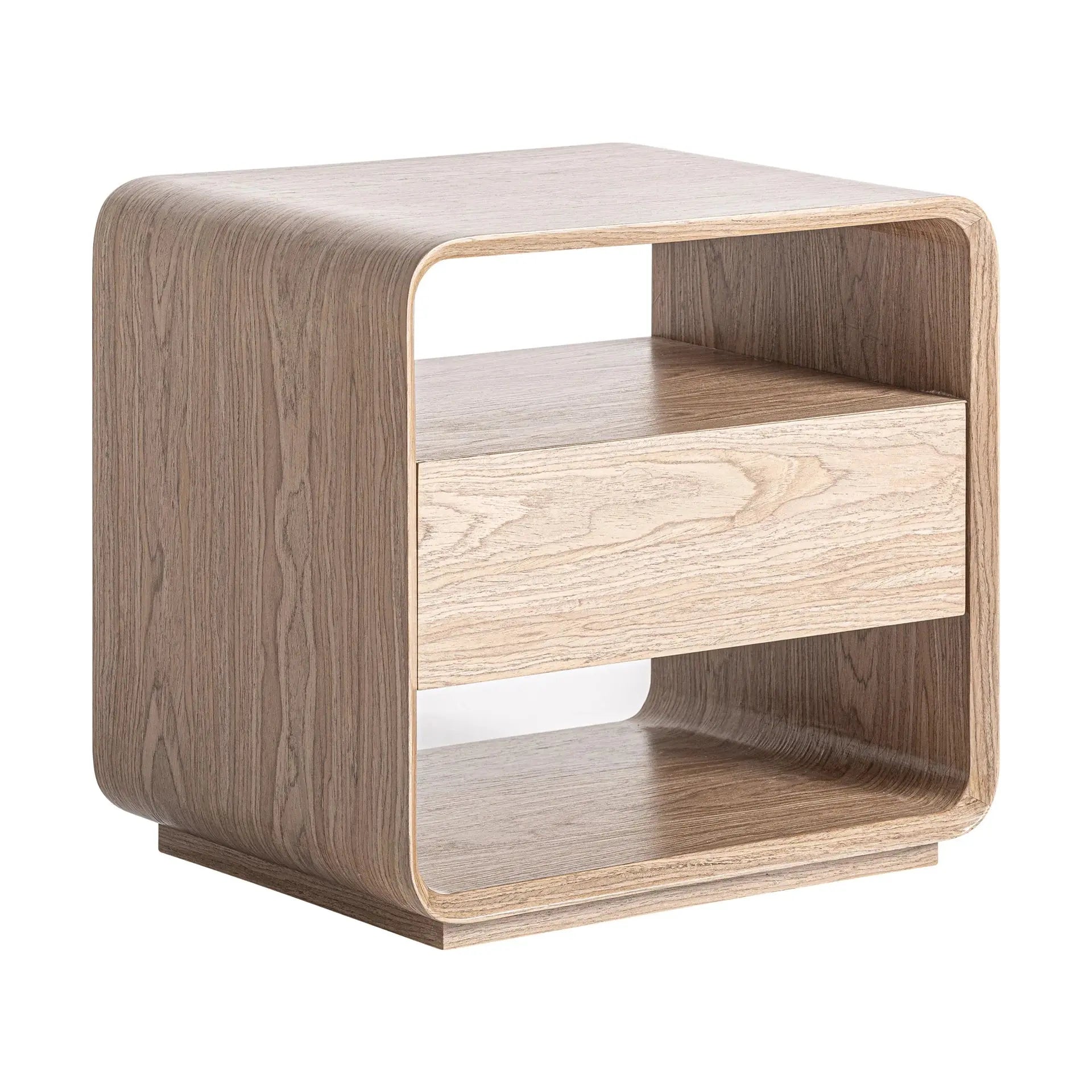 Table De Chevet en Bois MDF et Placage en Bois Marron Clair LIRA - 56 x 40 cm KODU