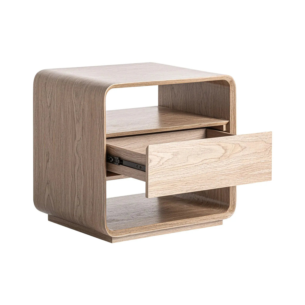 Table De Chevet en Bois MDF et Placage en Bois Marron Clair LIRA - 56 x 40 cm KODU