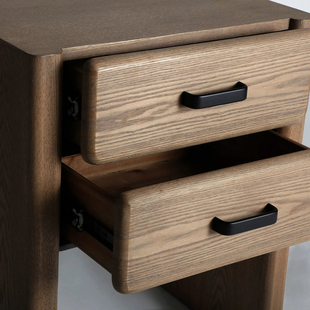 Table De Chevet en Bois de Frêne Brun Clair et MDF Brun BUSK - 50 x 37 cm KODU