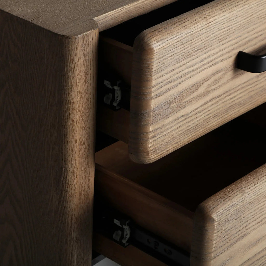 Table De Chevet en Bois de Frêne Brun Clair et MDF Brun BUSK - 50 x 37 cm KODU