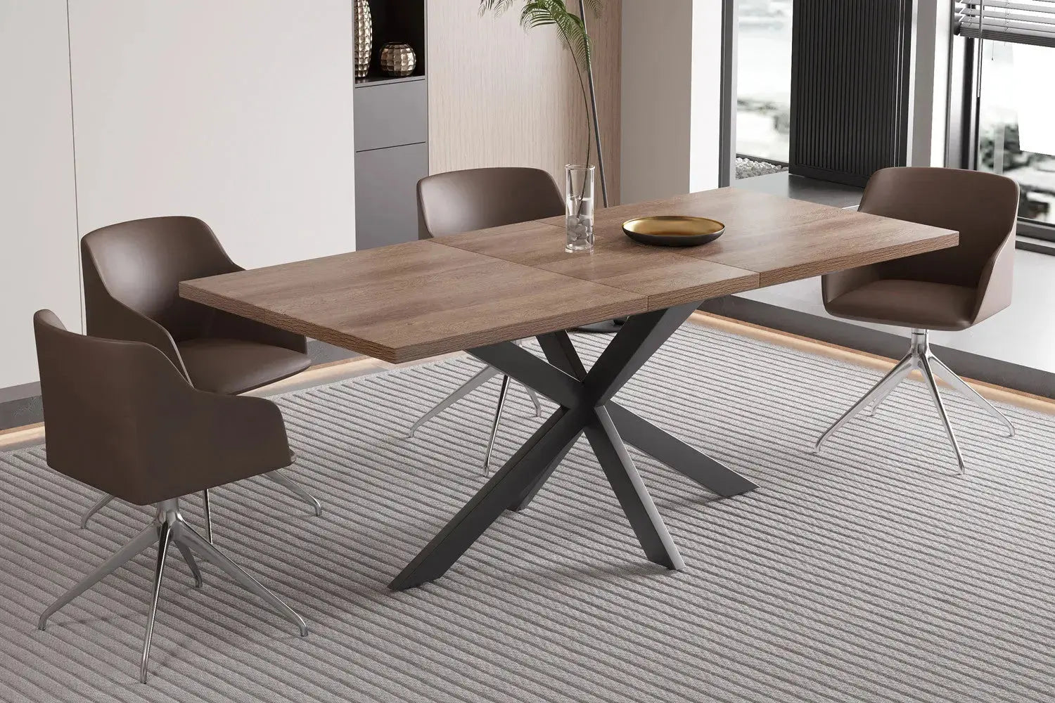 Table Extensible Effet Bois Brun Foncé ZELIA - de 160 à 200 cm Rousseau