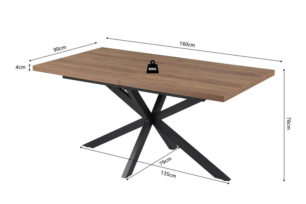Table Extensible Effet Bois Brun Foncé ZELIA - de 160 à 200 cm Rousseau