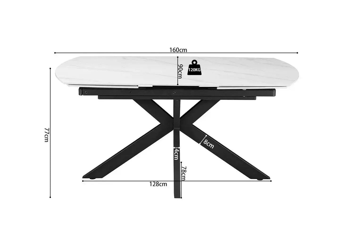 Table Extensible Ovale OLYMPIA Danoise Pierre Frittée - de 160 à 240 cm Rousseau