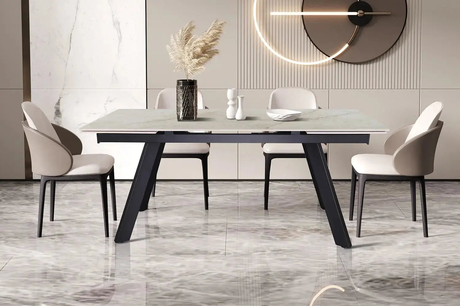 Table Extensible Plateau en Pierre Frittée ORELA - de 160 a 240 cm Rousseau