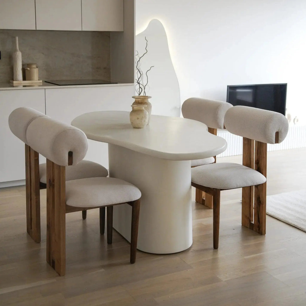 Table à Manger Asymétrique en Béton Ciré AURA - De 160 à 220 cm Hawali Home