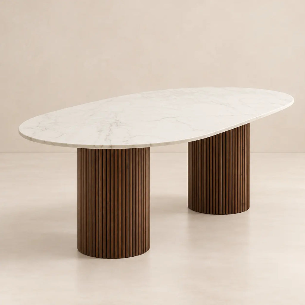 Table à manger ovale en travertin ELENA – Hawali Home
