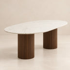 Table à manger ovale en travertin ELENA – Hawali Home