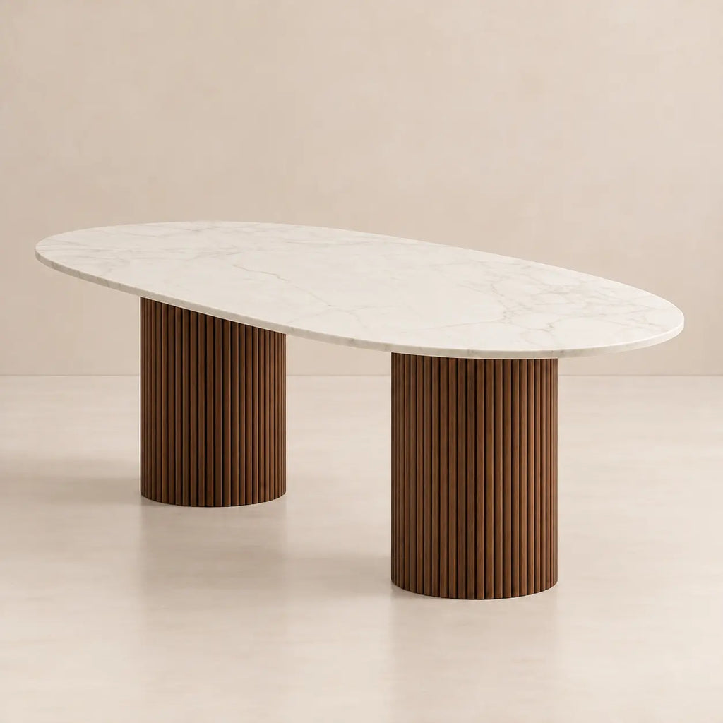 Table ovale en travertin ELENA pour 6 à 10 personnes