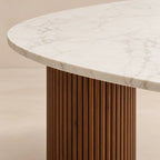 Table à manger ovale travertin et bois ELENA personnalisable – Hawali Home