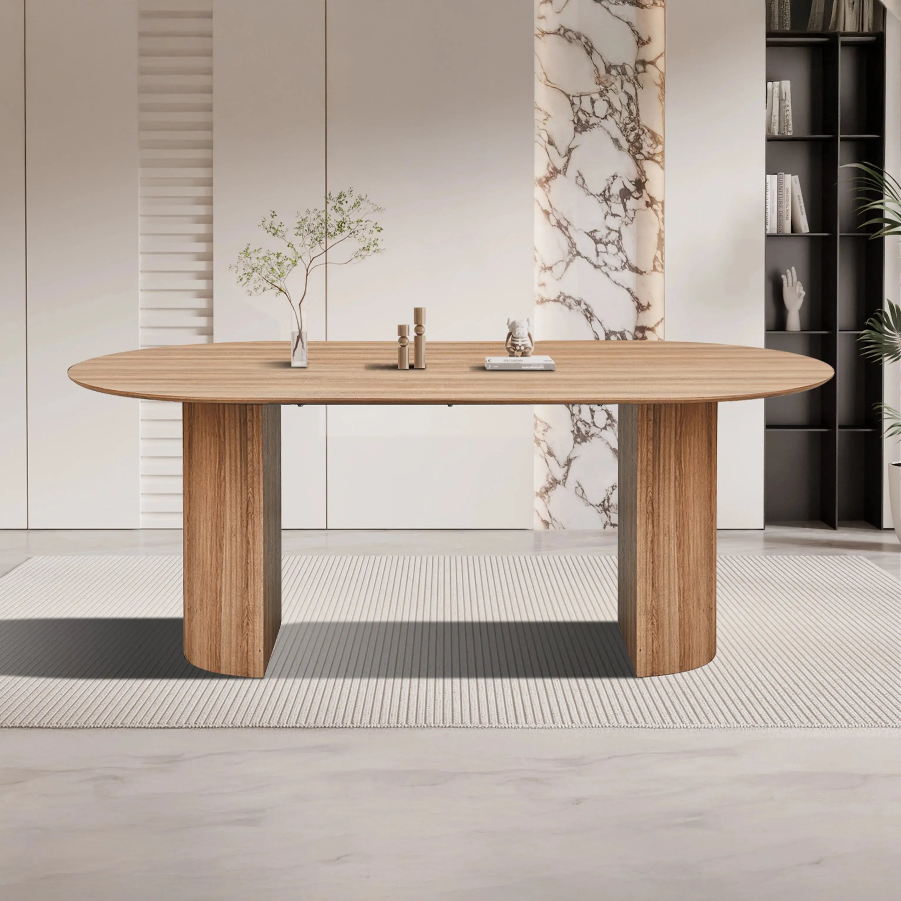 Table à Manger Ovale Effet Chêne Vieilli BALI - De 200 à 220 cm Hawali Home