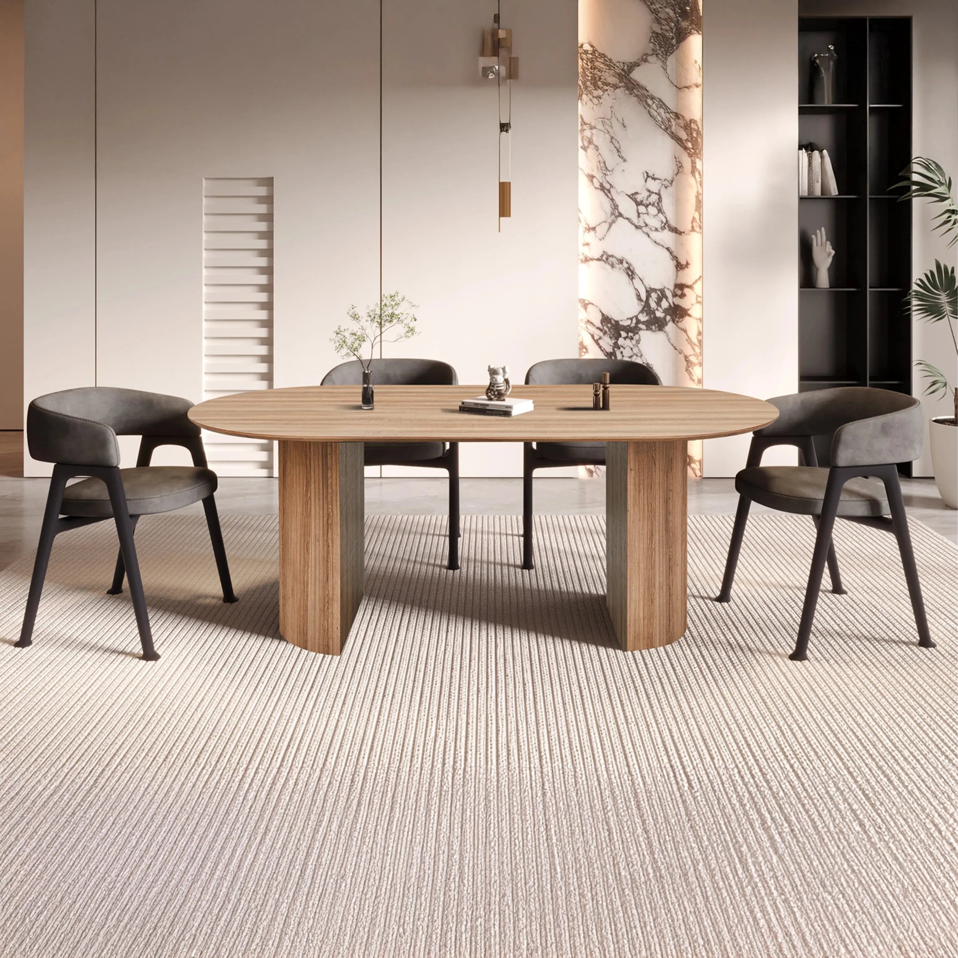 Table à Manger Ovale Effet Chêne Vieilli BALI - De 200 à 220 cm Hawali Home