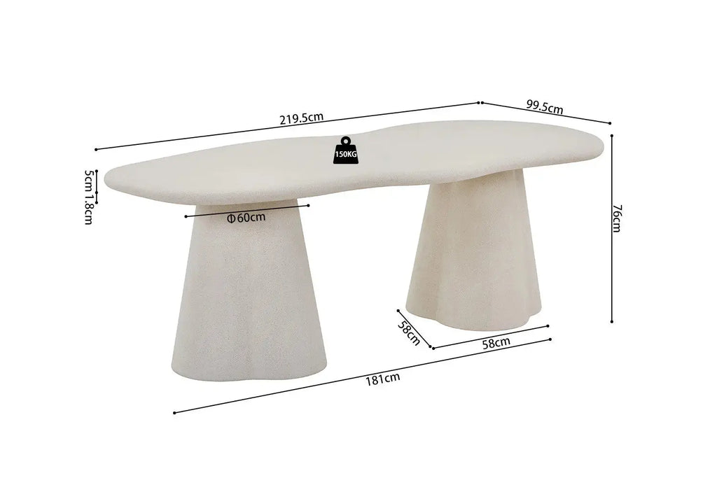 Table à Manger Ovale Effet Ciment LENA - 220 cm Rousseau