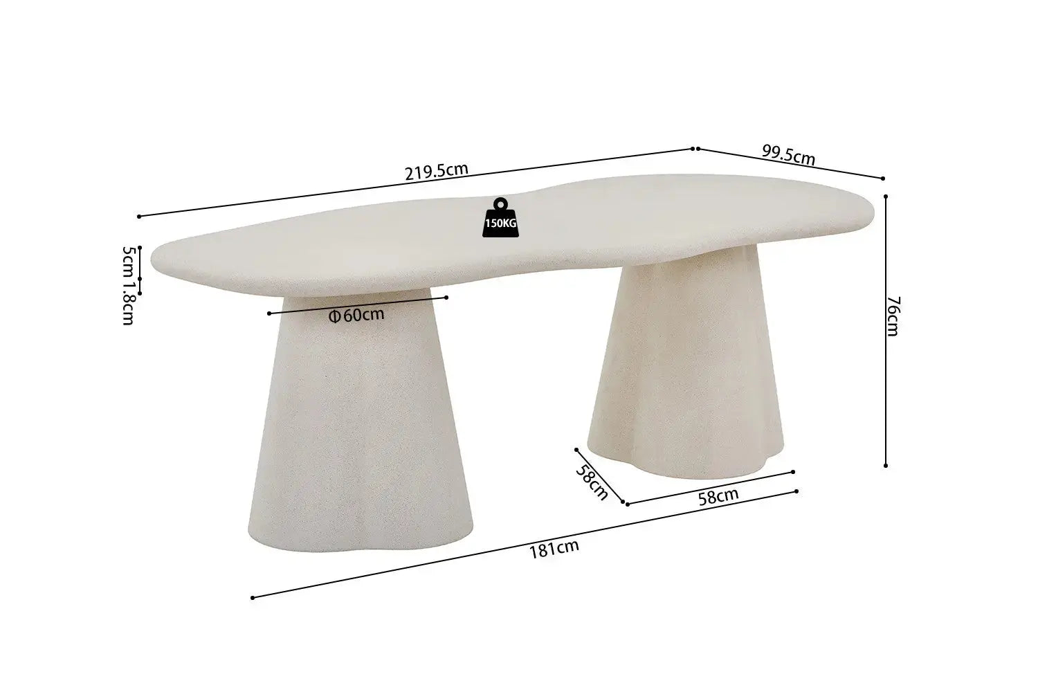 Table à Manger Ovale Effet Ciment LENA - 220 cm Rousseau