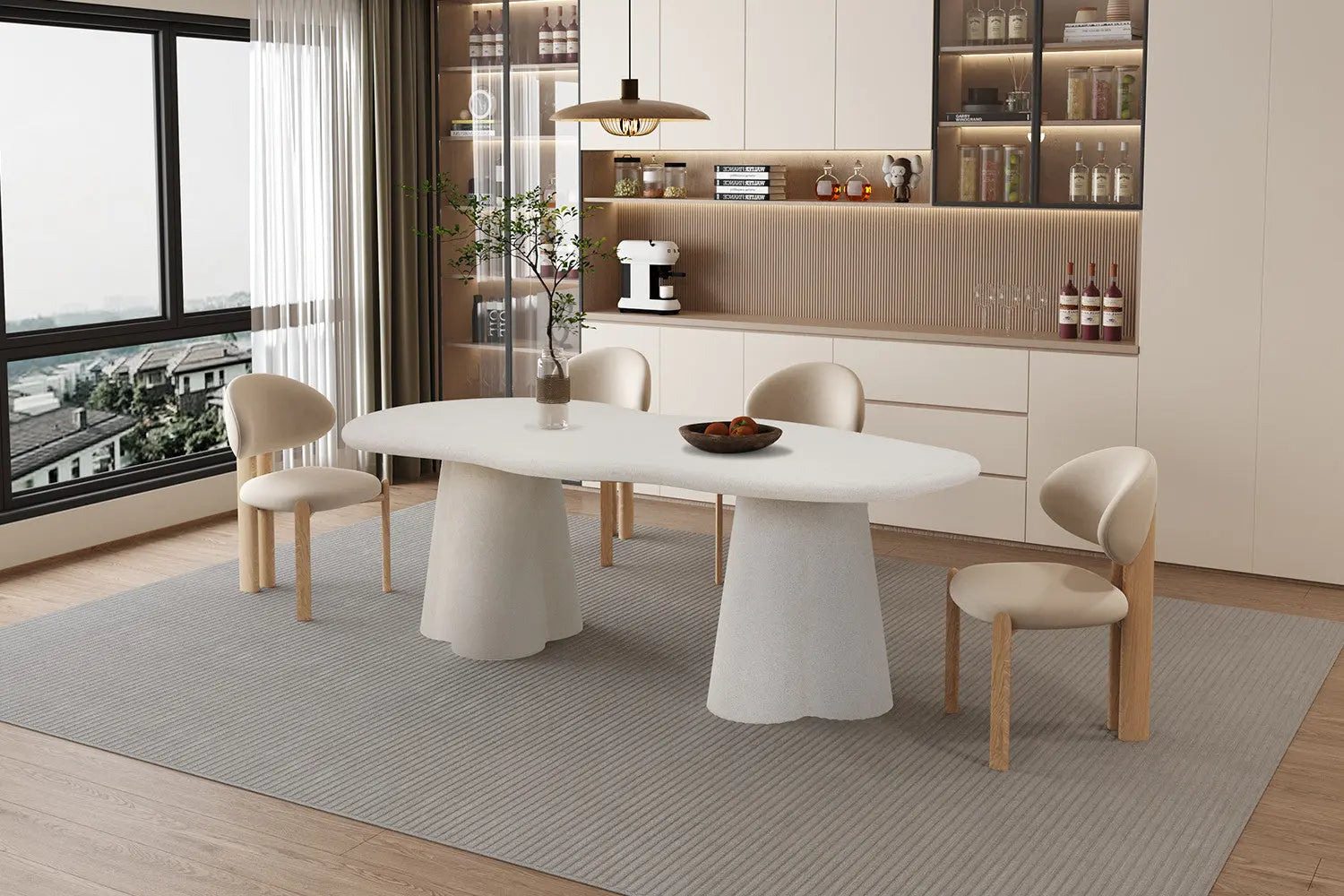 Table à Manger Ovale Effet Ciment LENA - 220 cm Rousseau