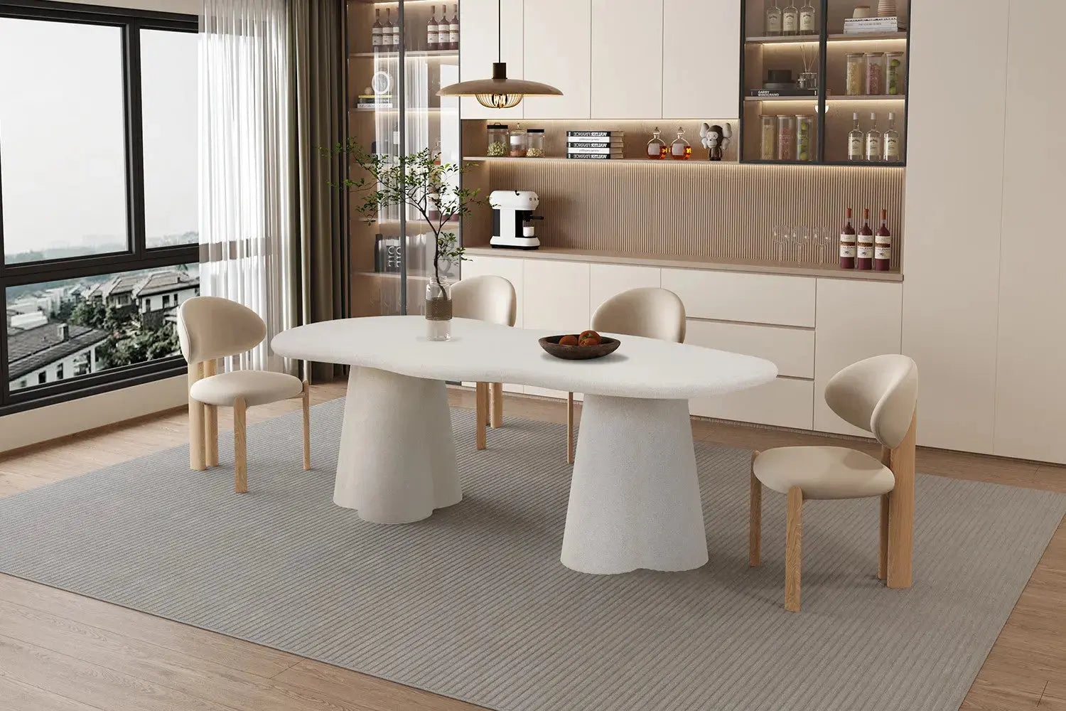 Table à Manger Ovale Effet Ciment LENA - 220 cm Rousseau