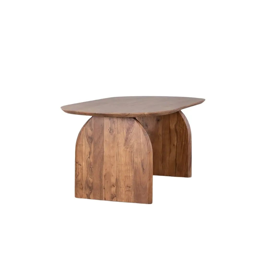 Table à Manger Ovale en Bois Massif BAÏA Brun clair - 200 x 100 cm Hawali Home