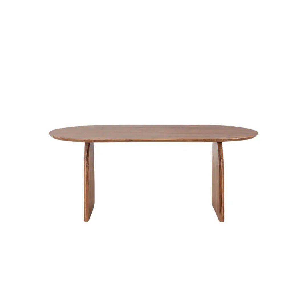 Table à Manger Ovale en Bois Massif BAÏA Brun clair - 200 x 100 cm Hawali Home