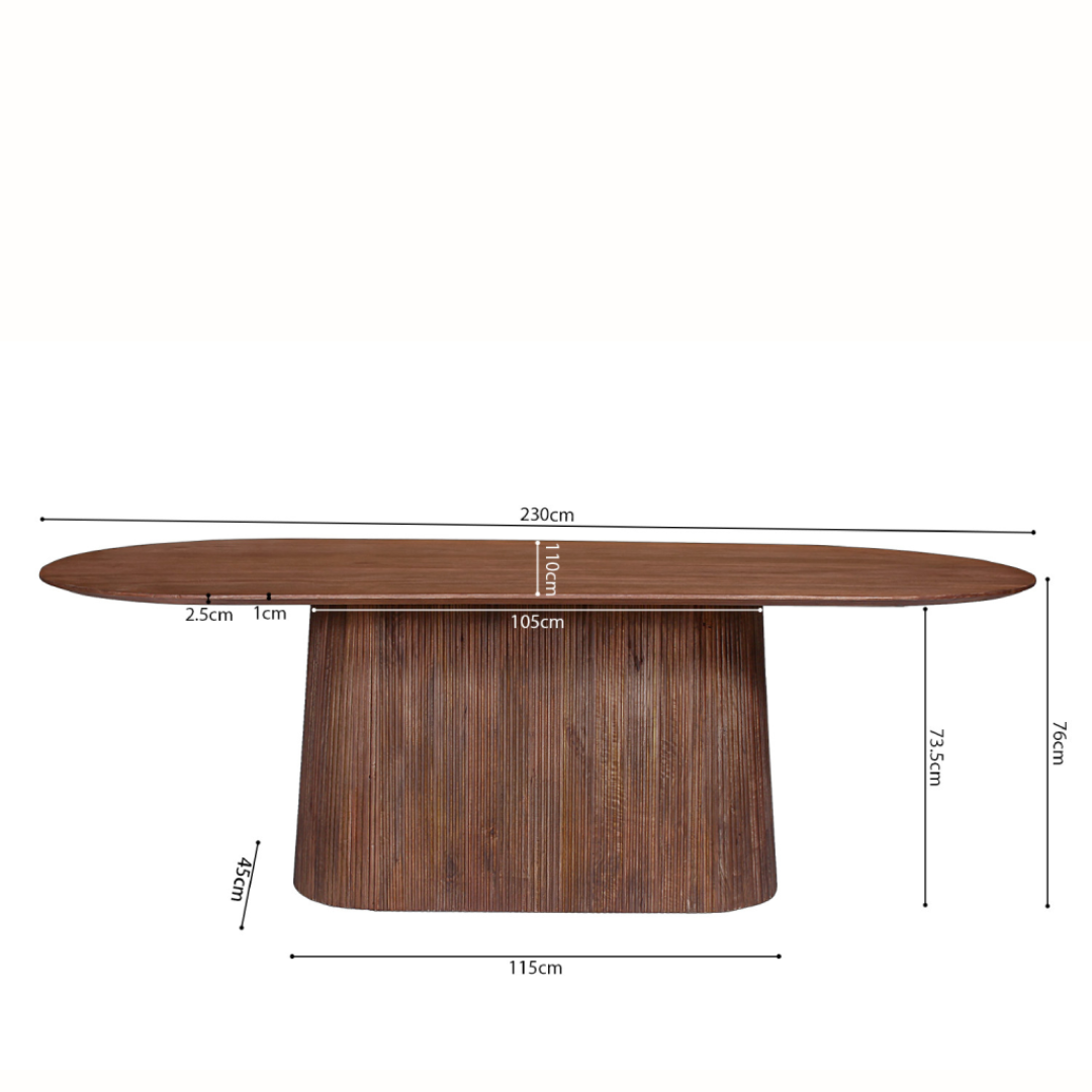 Table à Manger Ovale en Bois de Manguier MASSIVA - 200 à 230 cm Hawali Home