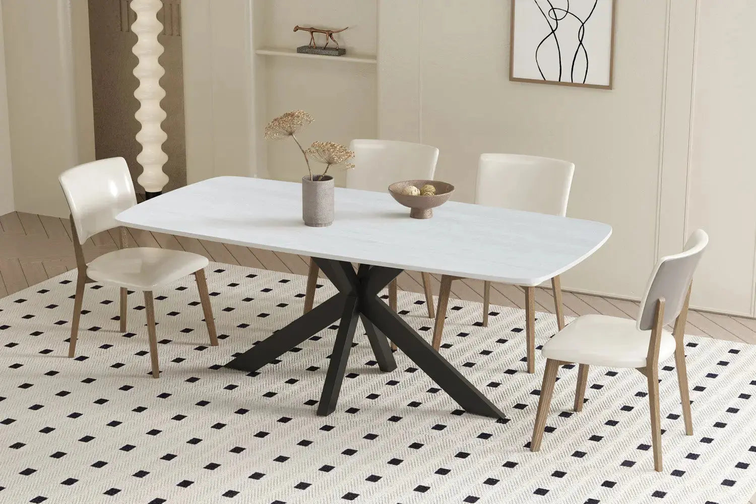 Table à Manger Ovale en Pierre Frittée AXIA - 180 x 90 cm Rousseau