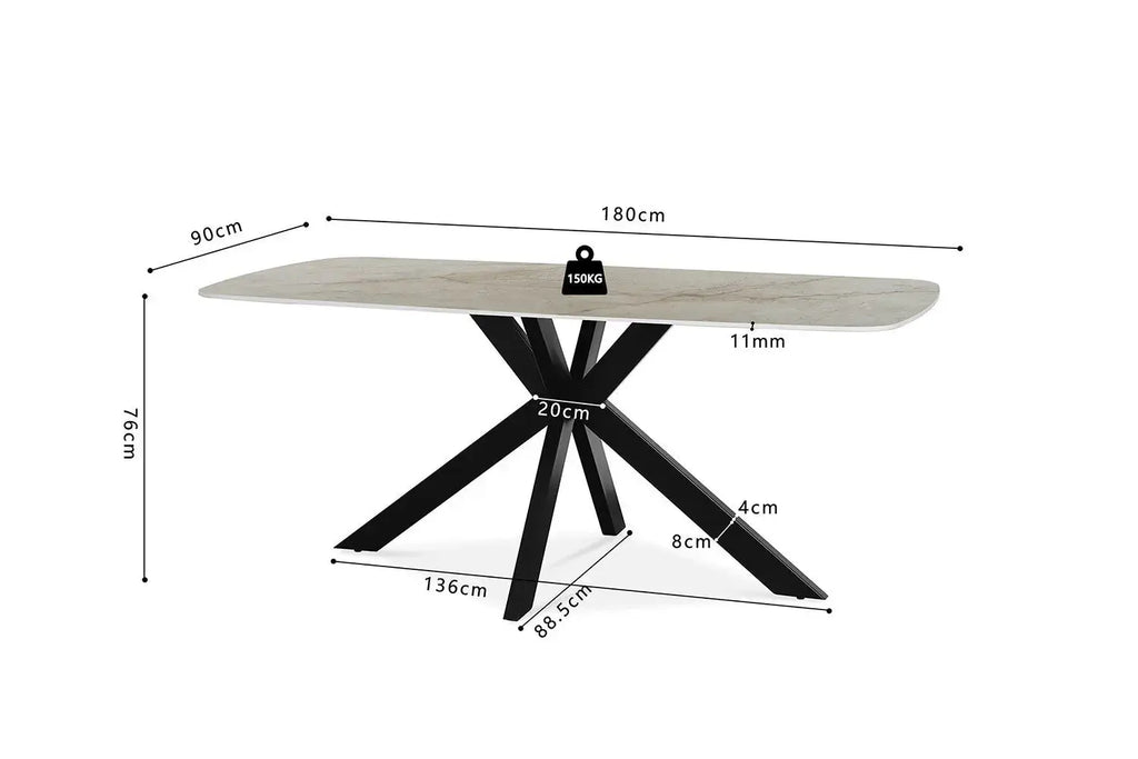 Table à Manger Ovale en Pierre Frittée AXIA - 180 x 90 cm Rousseau