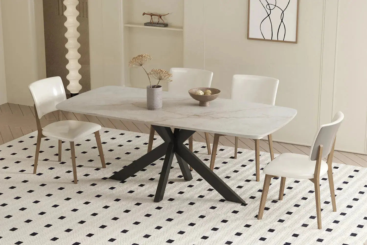 Table à Manger Ovale en Pierre Frittée AXIA - 180 x 90 cm Rousseau