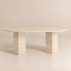 Table à Manger Ovale en Travertin ELEGENCIA - De 160 à 220 cm Hawali Home