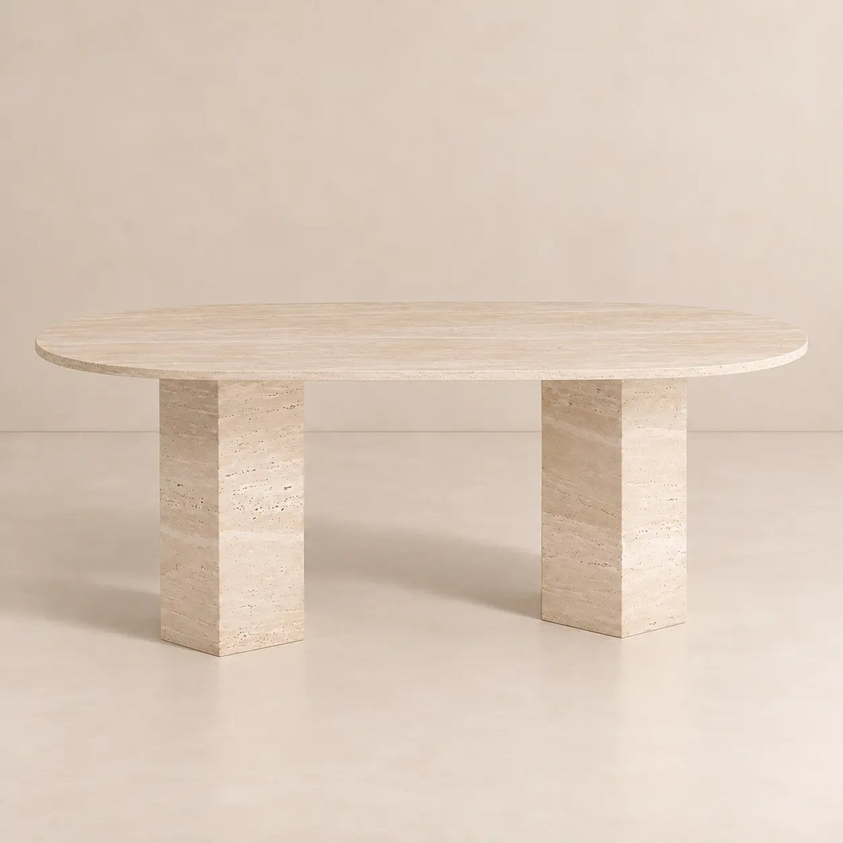 Table à Manger Ovale en Travertin ELEGENCIA - De 160 à 220 cm Hawali Home