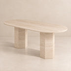 Table à Manger Ovale en Travertin ELEGENCIA - De 160 à 220 cm Hawali Home