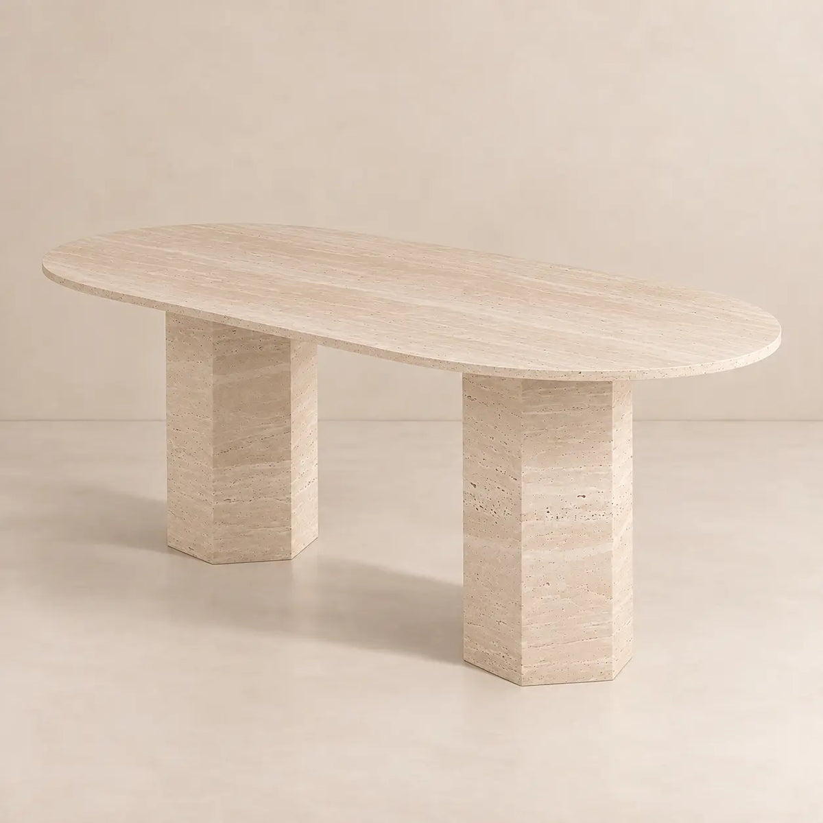 Table à Manger Ovale en Travertin ELEGENCIA - De 160 à 220 cm Hawali Home