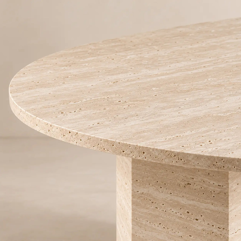 Table à Manger Ovale en Travertin ELEGENCIA - De 160 à 220 cm Hawali Home