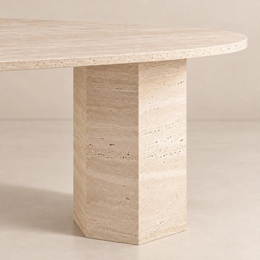 Table à Manger Ovale en Travertin ELEGENCIA - De 160 à 220 cm Hawali Home