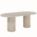 Table à Manger Ovale en Travertin MARY - De 160 à 220 cm Hawali Home