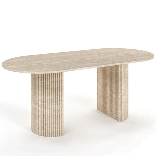 Table à Manger Ovale en Travertin SERENITY - De 160 à 220 cm Hawali Home
