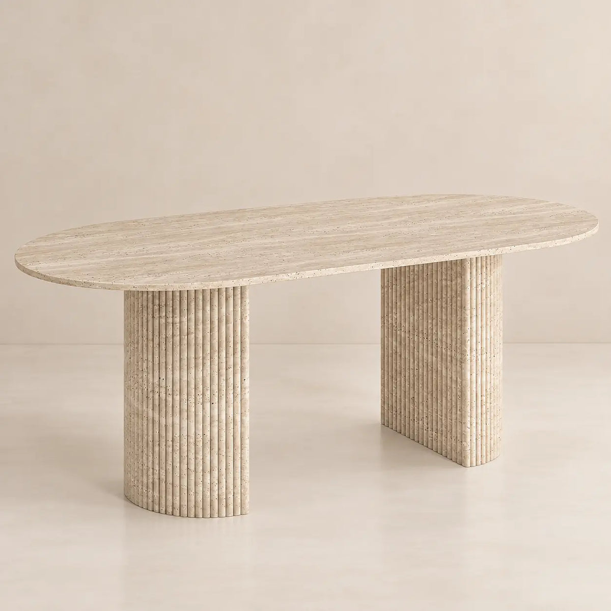 Table à Manger Ovale en Travertin SERENITY - De 160 à 220 cm Hawali Home